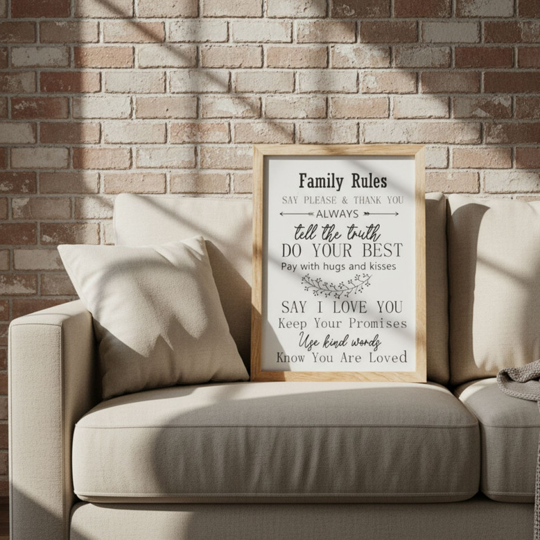 Family Rules Canvas – Family Room Wall Decor and Gift