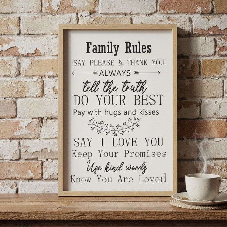 Family Rules Canvas – Family Room Wall Decor and Gift