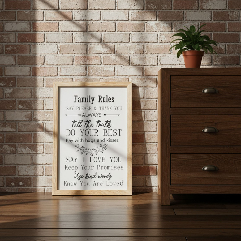 Family Rules Canvas – Family Room Wall Decor and Gift