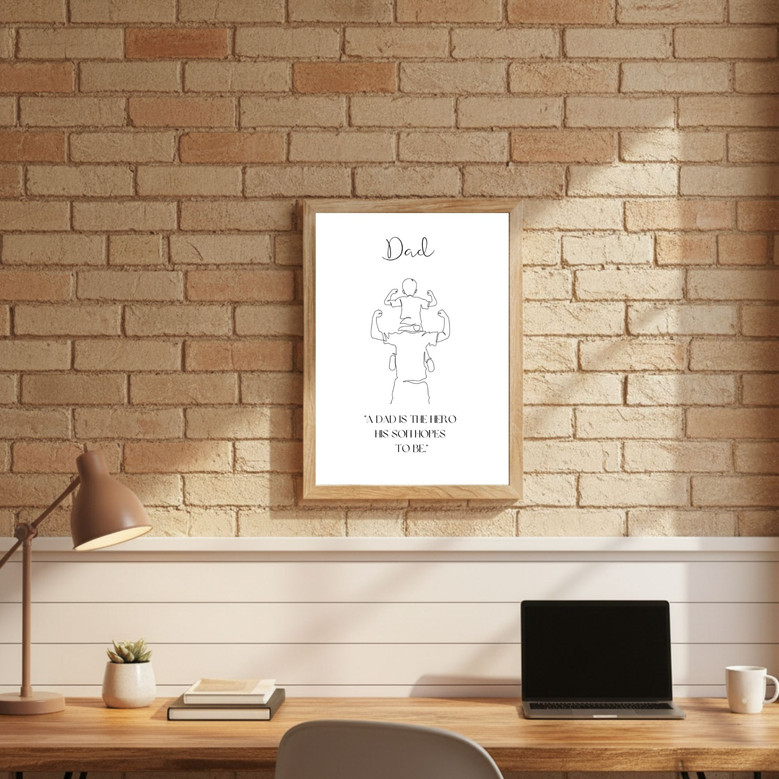 Father And Son Line Art Custom Canvas Gift For Hero Dad