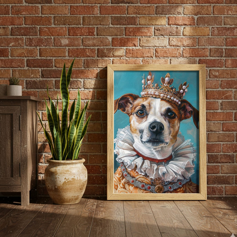 Custom Dog Portrait Canvas In Regal Renaissance Style For Pet Lovers