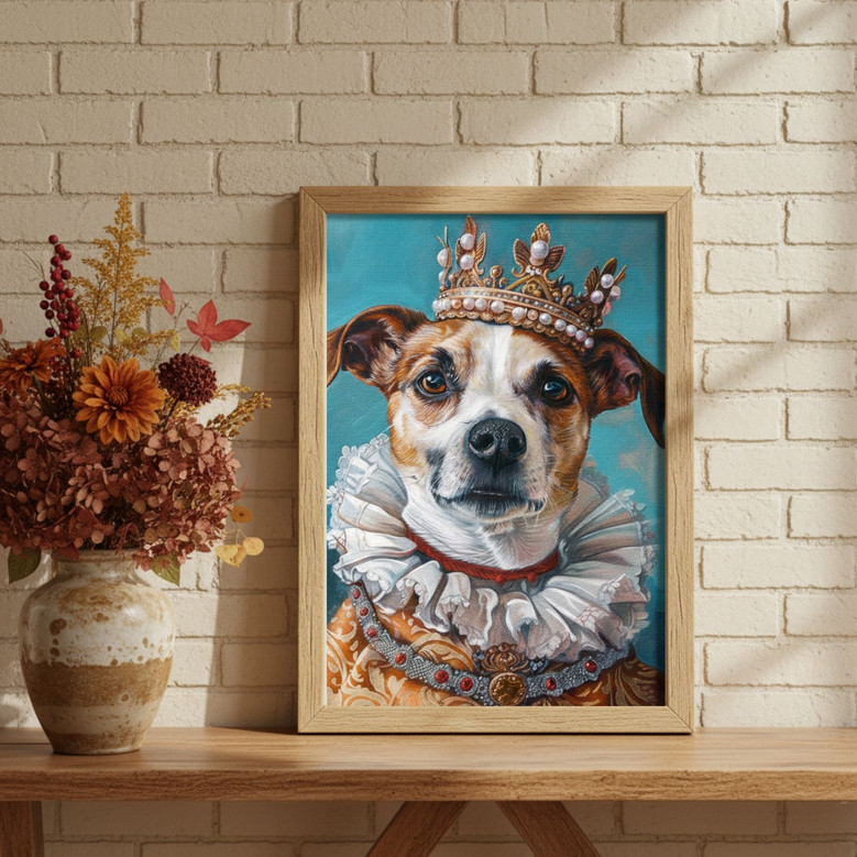 Custom Dog Portrait Canvas In Regal Renaissance Style For Pet Lovers