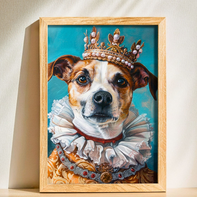 Custom Dog Portrait Canvas In Regal Renaissance Style For Pet Lovers