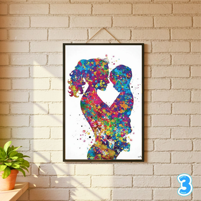 Personalized Watercolor Mother & Son Canvas Keepsake Nursery Art