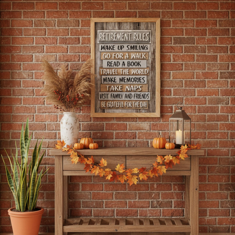 Thoughtful Retirement Rules Canvas Gift For Seniors - Coworker Party Decor With Inspiring Retirement Quote