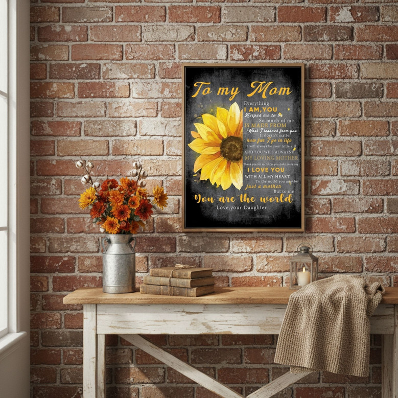 Sunflower Mother Daughter Bond Canvas Art - Thoughtful Mom Gift