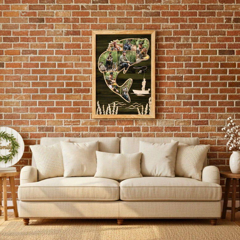 Custom Fishing Photo Canvas Gift for Dad's Anniversary or Christmas