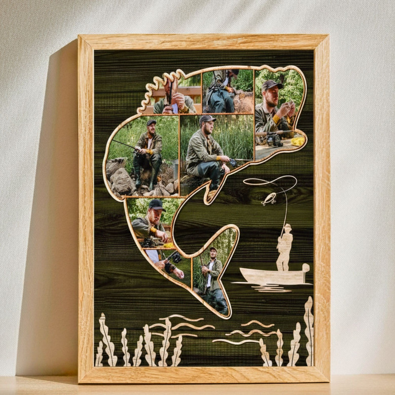 Custom Fishing Photo Canvas Gift for Dad's Anniversary or Christmas