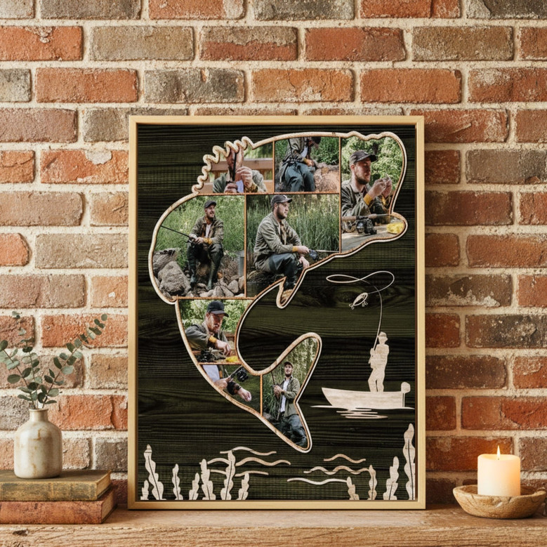 Custom Fishing Photo Canvas Gift for Dad's Anniversary or Christmas