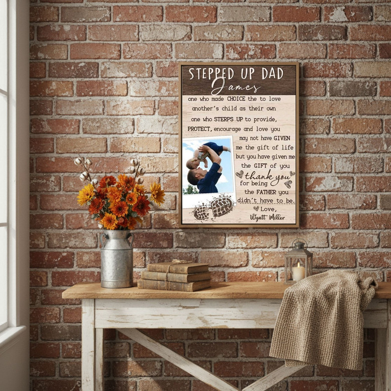 Custom Step Dad Canvas - Heartfelt Gift from Daughter/Son
