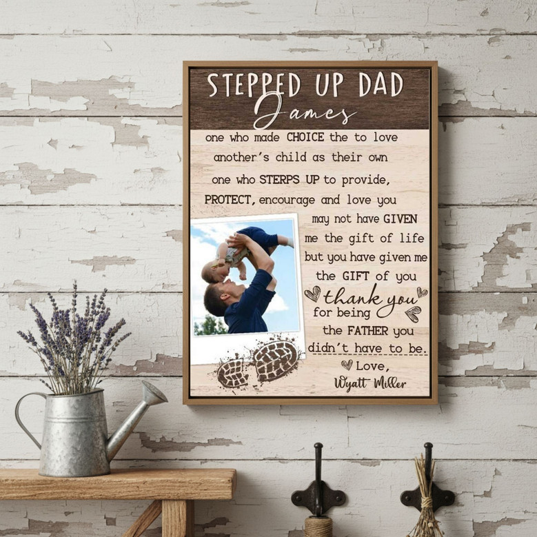 Custom Step Dad Canvas - Heartfelt Gift from Daughter/Son