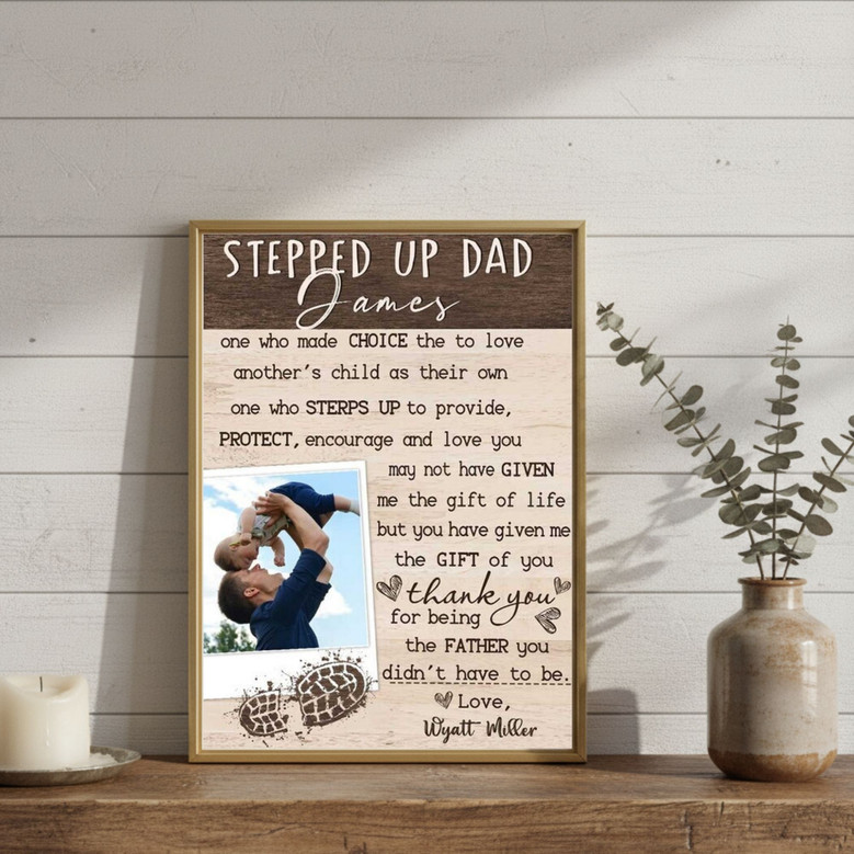 Custom Step Dad Canvas - Heartfelt Gift from Daughter/Son