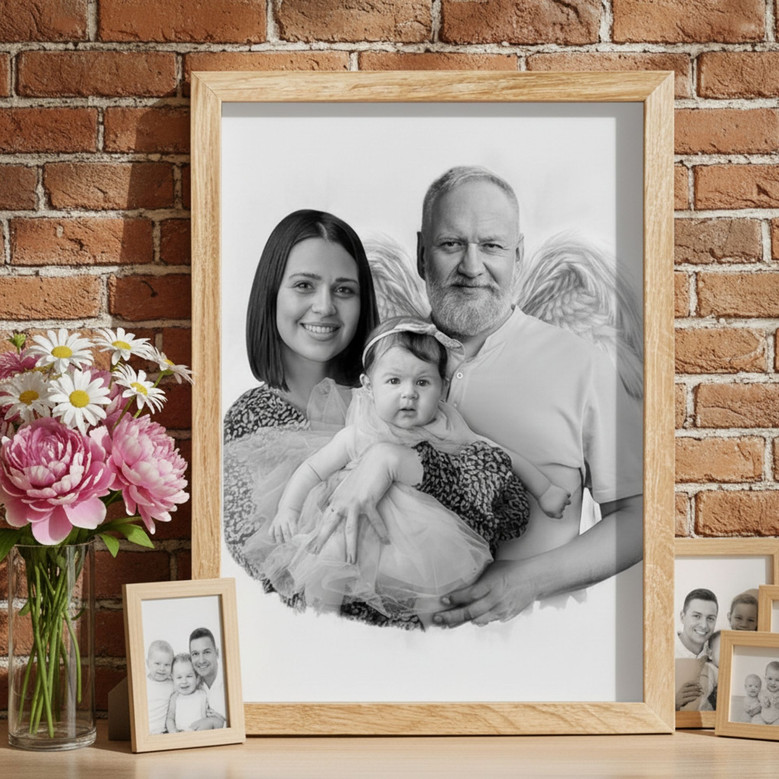 Eternal Love - Angel Wings Photo Tribute Canvas for Lost Parents