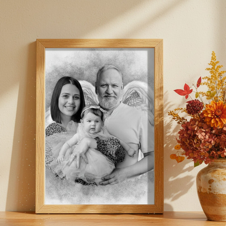 Eternal Love - Angel Wings Photo Tribute Canvas for Lost Parents