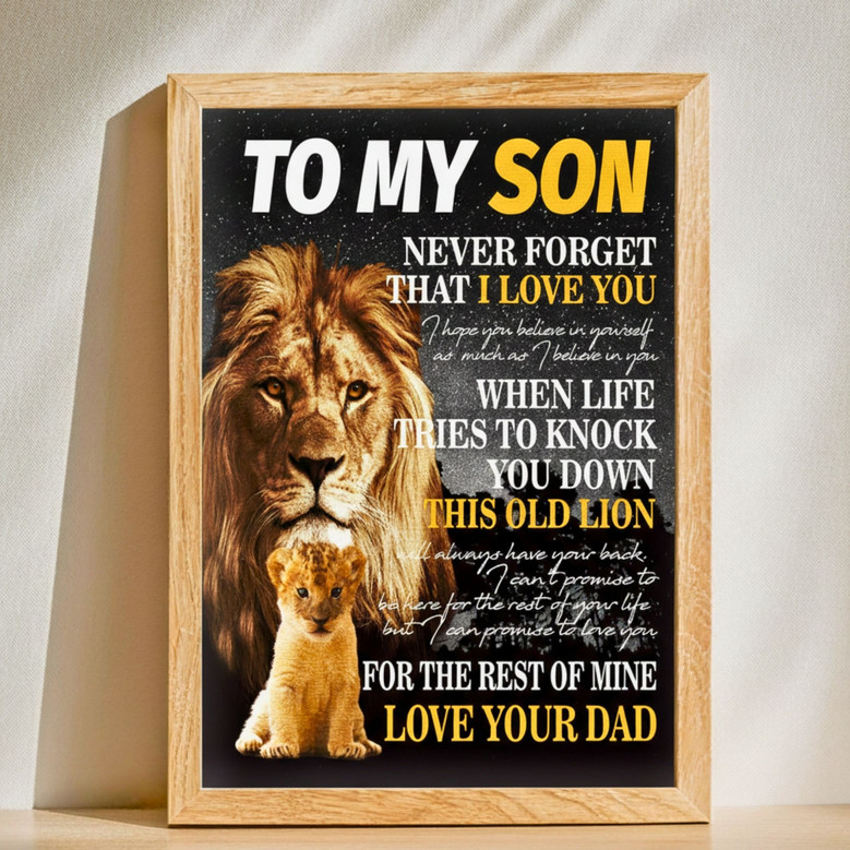 Lion's Strength - Mother Son Poem Canvas Art for His Room Gift