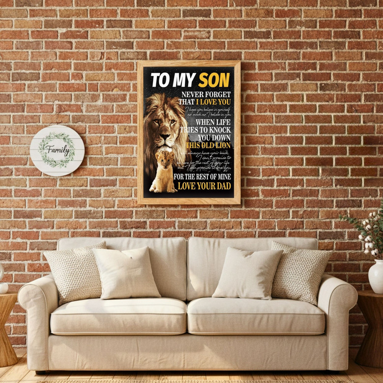 Lion's Strength - Mother Son Poem Canvas Art for His Room Gift