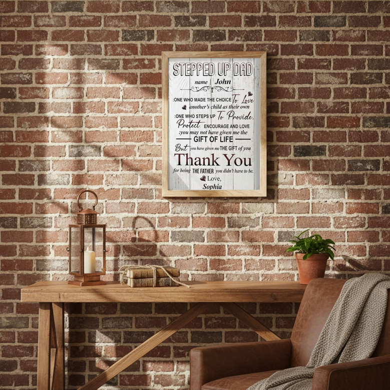 Heartfelt Step Dad Canvas Art - Personalized Gifts For Father's Day & Birthday From Son And Daughter