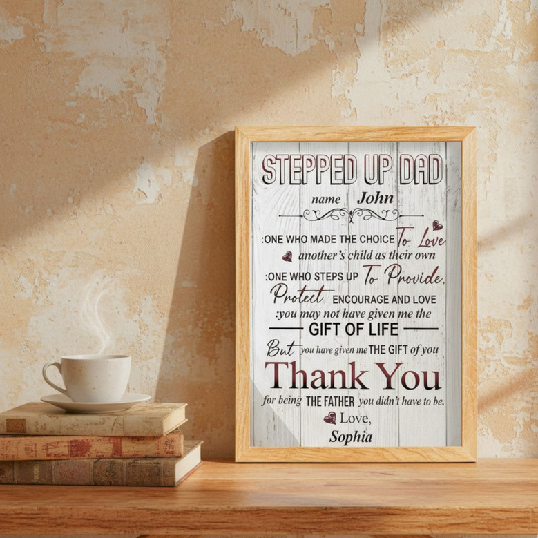Heartfelt Step Dad Canvas Art - Personalized Gifts For Father's Day & Birthday From Son And Daughter
