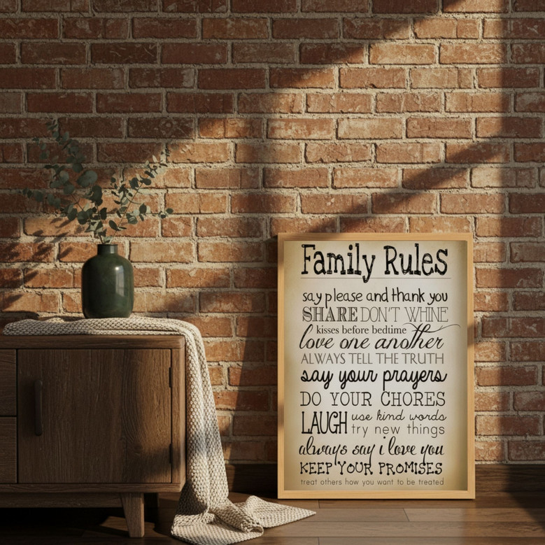 Personalized Vintage Family Rules Canvas Art for Living Room