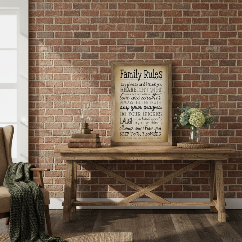 Personalized Vintage Family Rules Canvas Art for Living Room