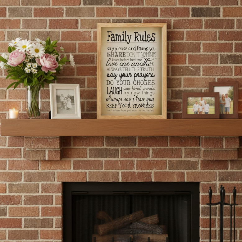 Personalized Vintage Family Rules Canvas Art for Living Room