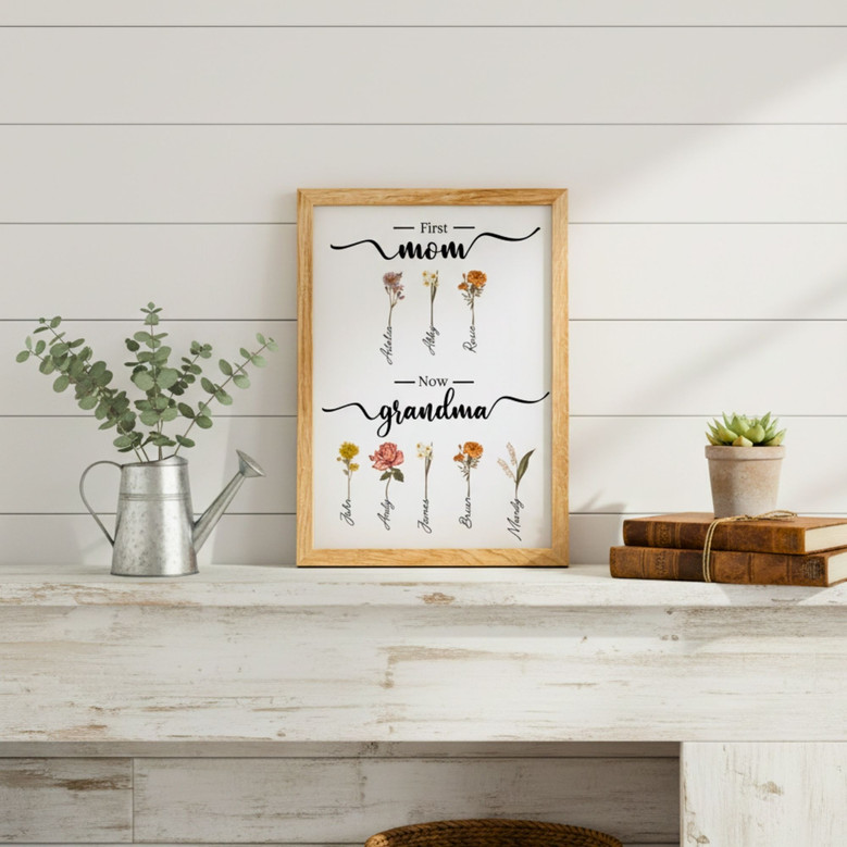 Birth Month Flower Canvas - Personalized Grandma's Garden Gift Birth Month Flower Canvas - Personalized Grandma's Garden Gift