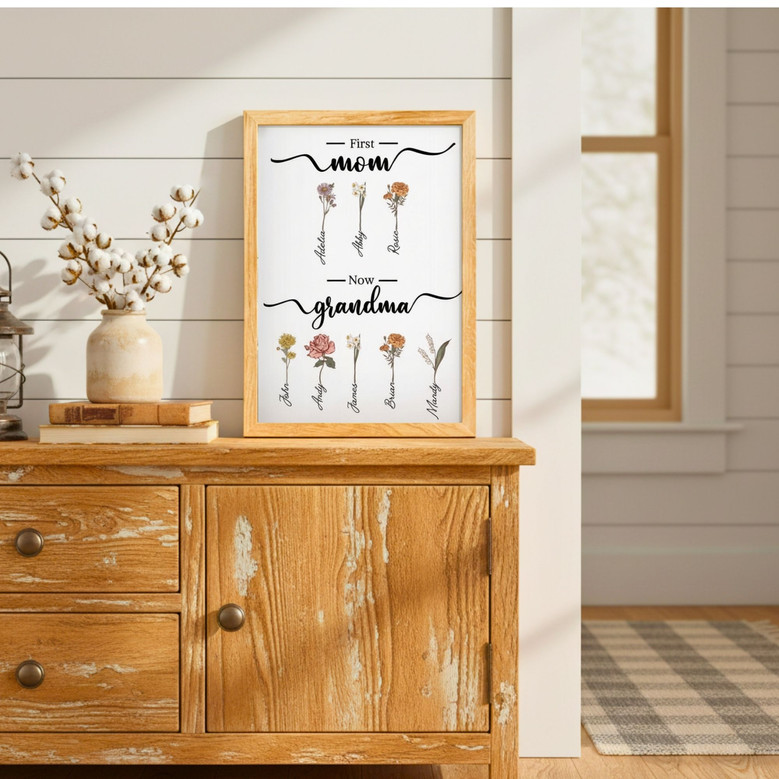 Birth Month Flower Canvas - Personalized Grandma's Garden Gift Birth Month Flower Canvas - Personalized Grandma's Garden Gift