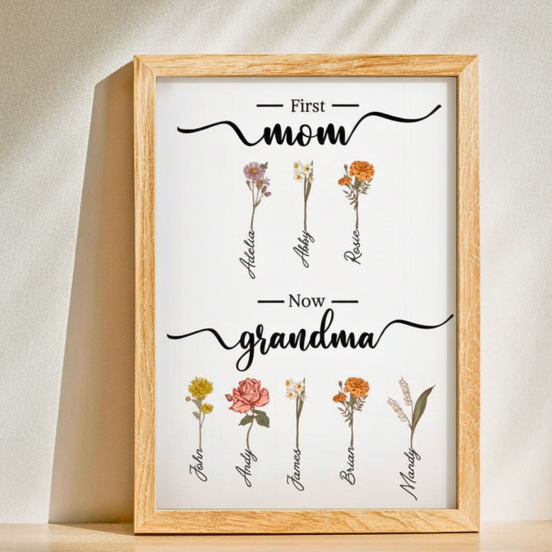 Birth Month Flower Canvas - Personalized Grandma's Garden Gift Birth Month Flower Canvas - Personalized Grandma's Garden Gift