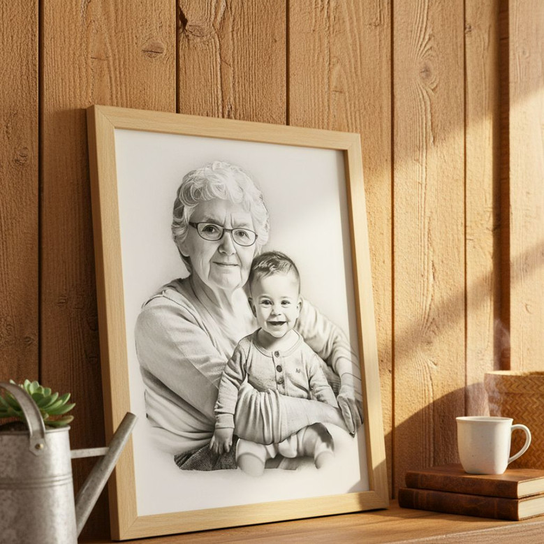 Charcoal Memorial Canvas - Forever Family Portrait for Loss