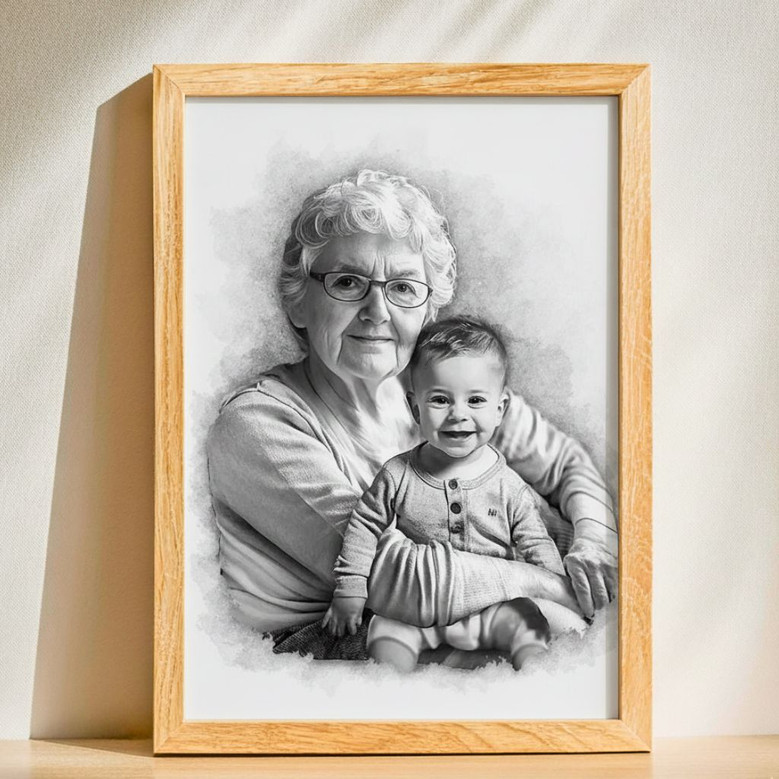 Charcoal Memorial Canvas - Forever Family Portrait for Loss