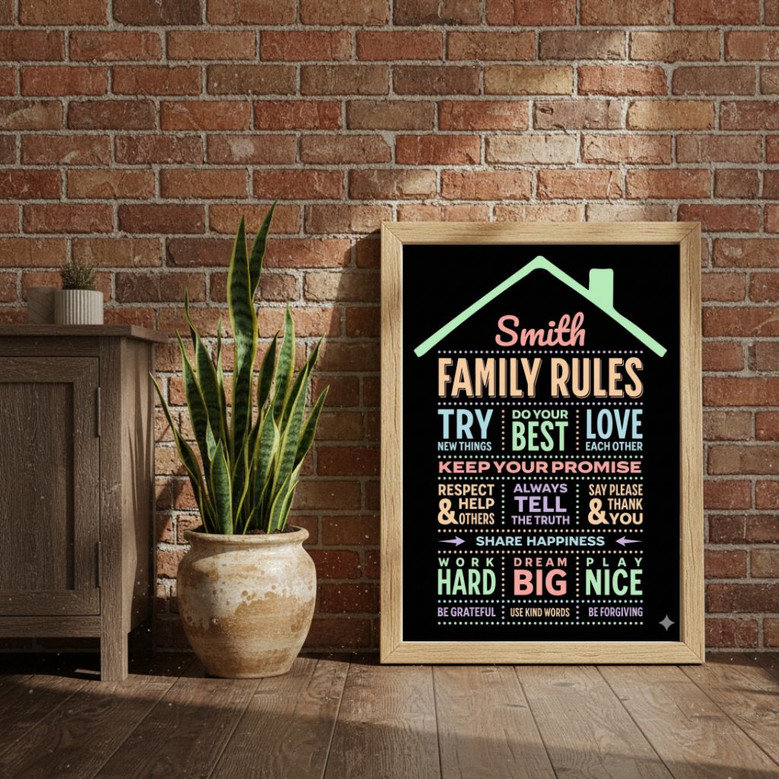 Personalized Family Rules Poster Canvas For Loving Home Values Personalized Family Rules Poster Canvas For Loving Home Values