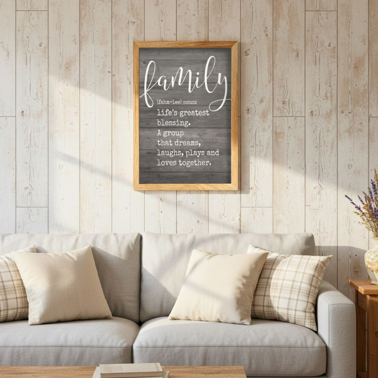 Framed Family Definition Canvas - Meaningful Living Room Decor