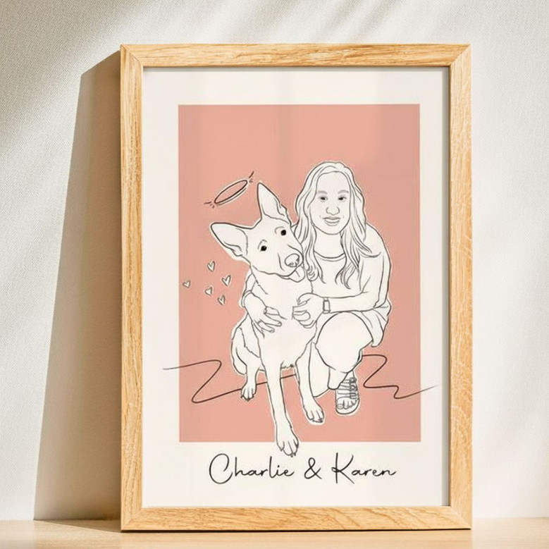 Heartfelt Pet Loss Line Art Canvas - Custom Dog Photo Keepsake