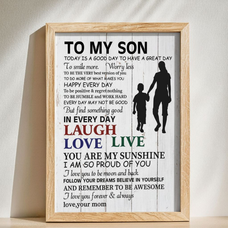 Heartfelt Rustic Mother Son Quote Canvas Wall Art Gift