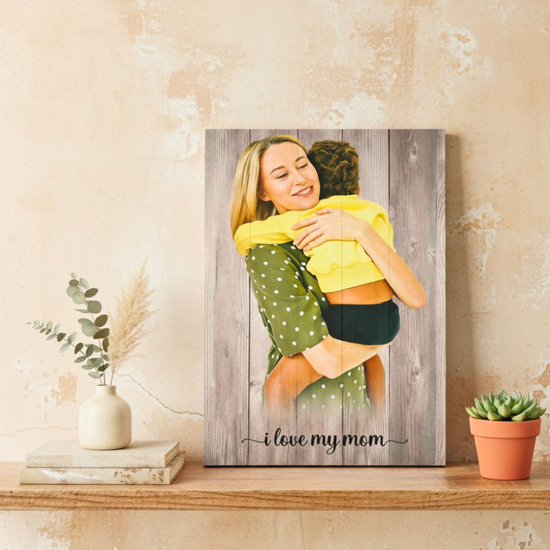 Heartfelt Mother Son Canvas Portrait – Custom Mother's Day Gift For Living Room