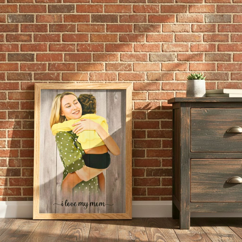 Heartfelt Mother Son Canvas Portrait – Custom Mother's Day Gift For Living Room