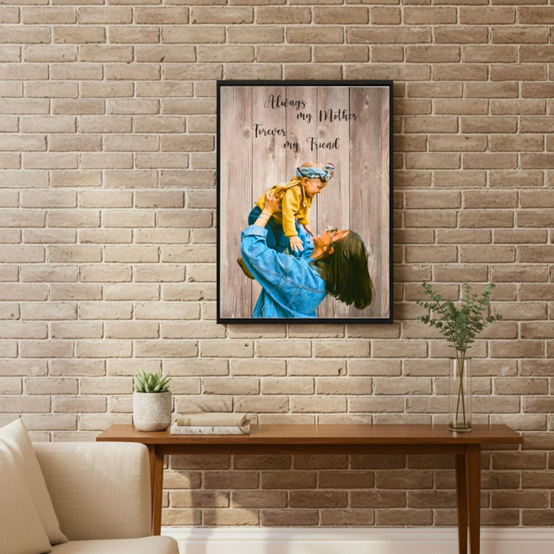 Heartfelt Mother Son Canvas Portrait – Custom Mother's Day Gift For Living Room