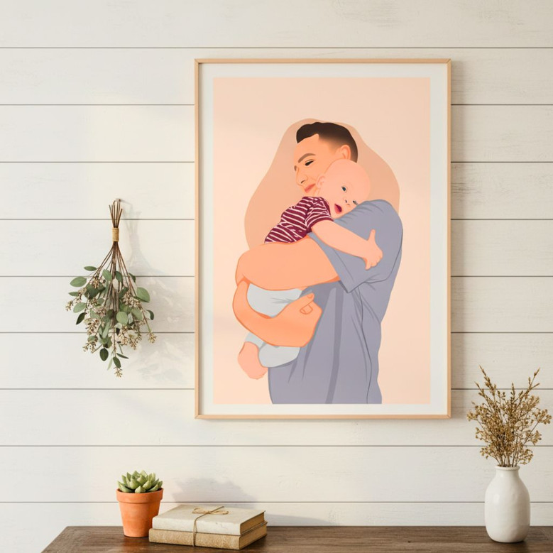 Unique Cartoon Canvas - Dad & Daughter Personalized Portrait Gift Unique Cartoon Canvas - Dad & Daughter Personalized Portrait Gift