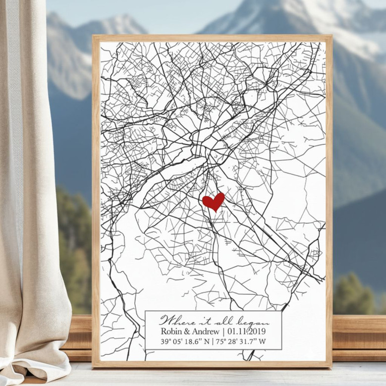 Anniversary Canvas - Custom Map Art for New Homeowners