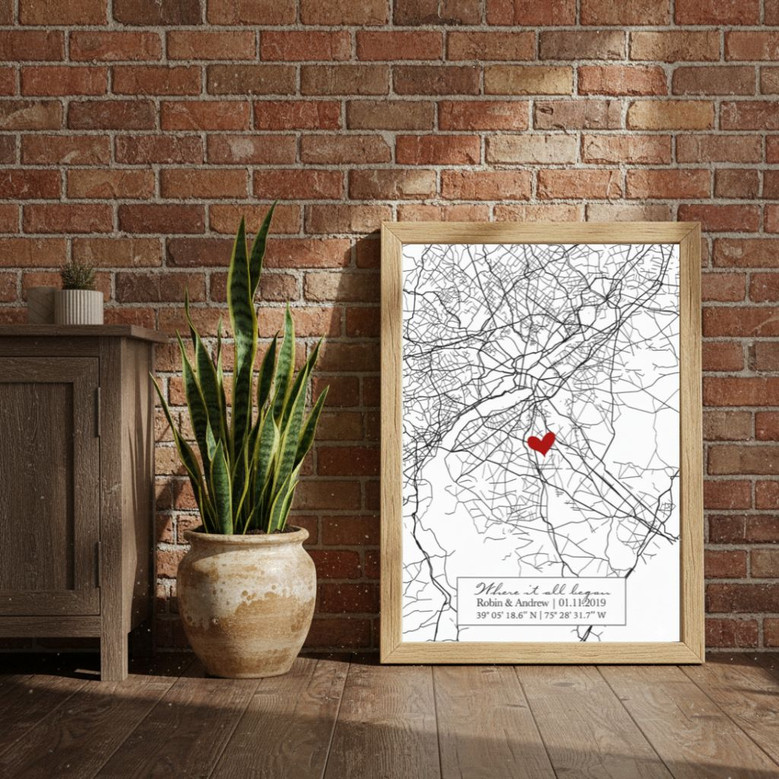 Anniversary Canvas - Custom Map Art for New Homeowners