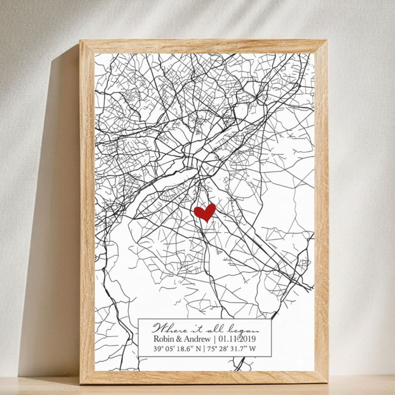 Anniversary Canvas - Custom Map Art for New Homeowners