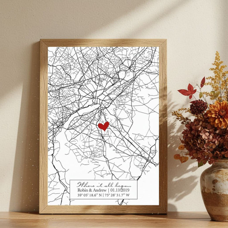 Anniversary Canvas - Custom Map Art for New Homeowners