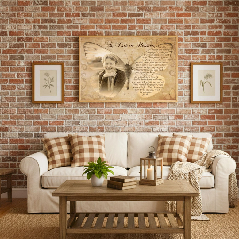 Butterfly Memorial Canvas - 'As I Sit In Heaven' Poem for Mom