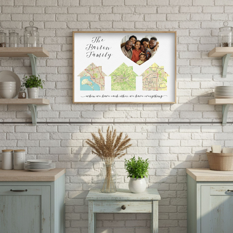 Distance Family Map Canvas - Heartfelt Photo Gift for Parents