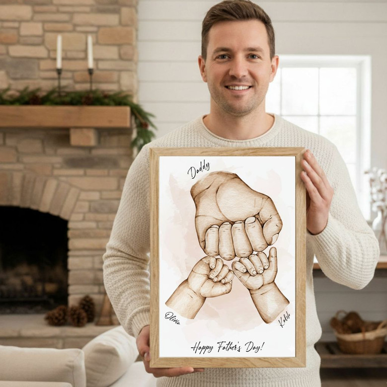 Fist Bump Dad & Grandpa Custom Canvas - Unique Father's Day Gift