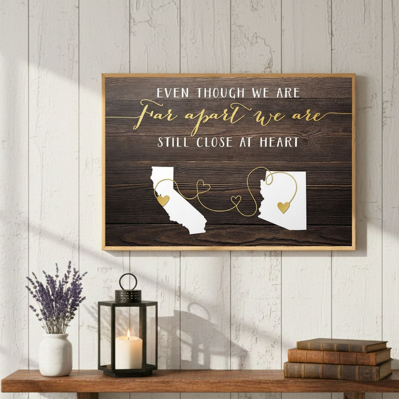 Custom State Map Canvas - Family Love Across the Miles