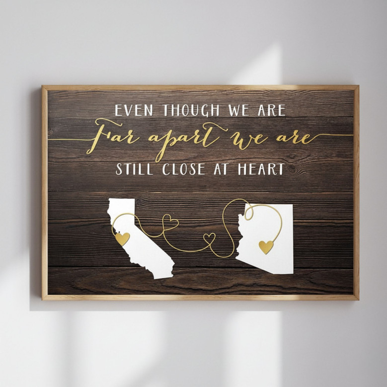 Custom State Map Canvas - Family Love Across the Miles