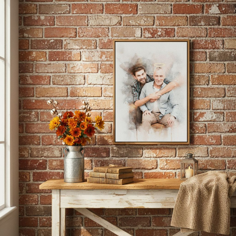 Heartfelt Dad Memorial Watercolor Portrait Canvas Gift Heartfelt Dad Memorial Watercolor Portrait Canvas Gift