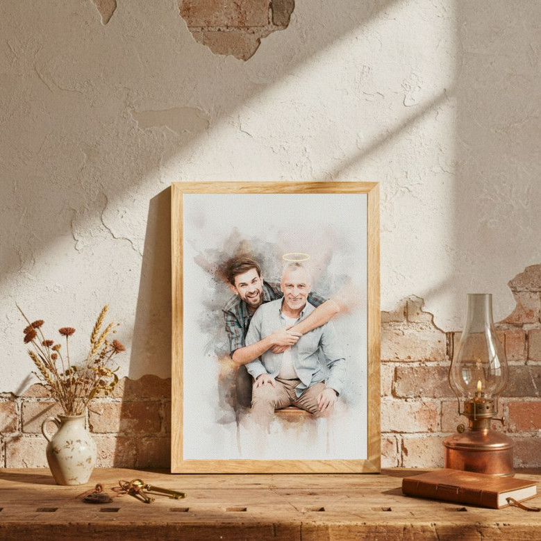 Heartfelt Dad Memorial Watercolor Portrait Canvas Gift Heartfelt Dad Memorial Watercolor Portrait Canvas Gift