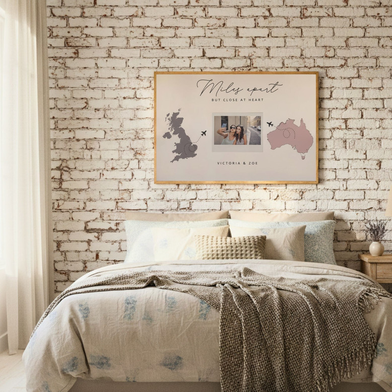 Heartfelt Distance Map Canvas - Keepsake for Long-Distance Love